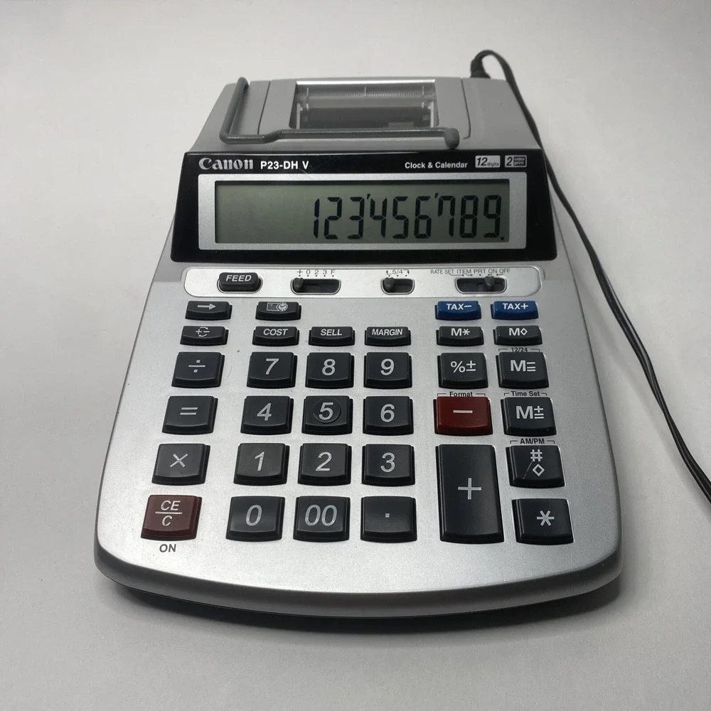 Canon Desktop Printing Calculator P23-DH V Clock&Calendar 12 Digits MINT/TESTED!